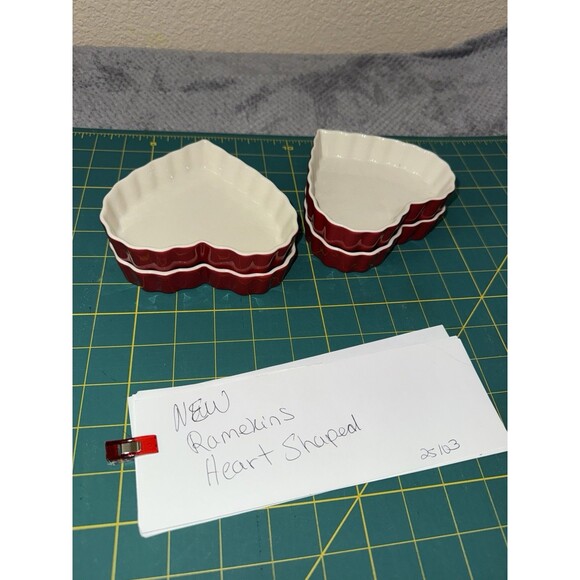 Rose Levy Beranbaum Sweetheart Bakeware Heart Shaped Dish Ceramic Set of 4 Crème - Picture 11 of 14